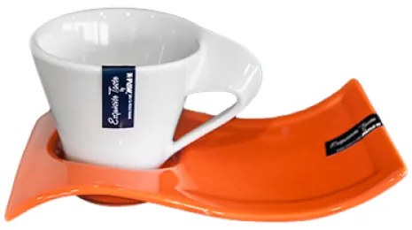 Порцеланова чаша с чинийка Бяло/Оранжево DY0635 - 300мл