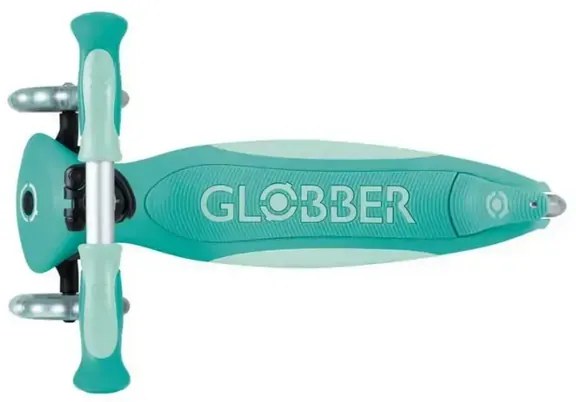 Детска сгъваема тротинетка с родителски контрол Globber Go Up Deluxe Flash Lights, ментово зелена