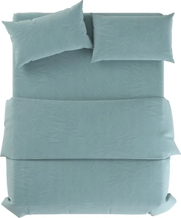 Светлосиньо двойно ленено спално бельо 200x200 cm Aqua – Native Natural