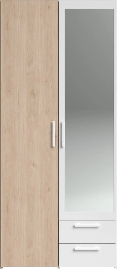 Гардероб Dorm 2-врати с огледало-Сонома - бял