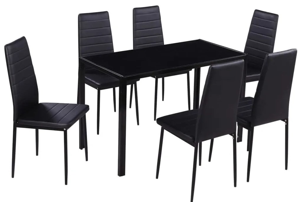 242987 vidaXL Трапезен комплект, 7 части, черен