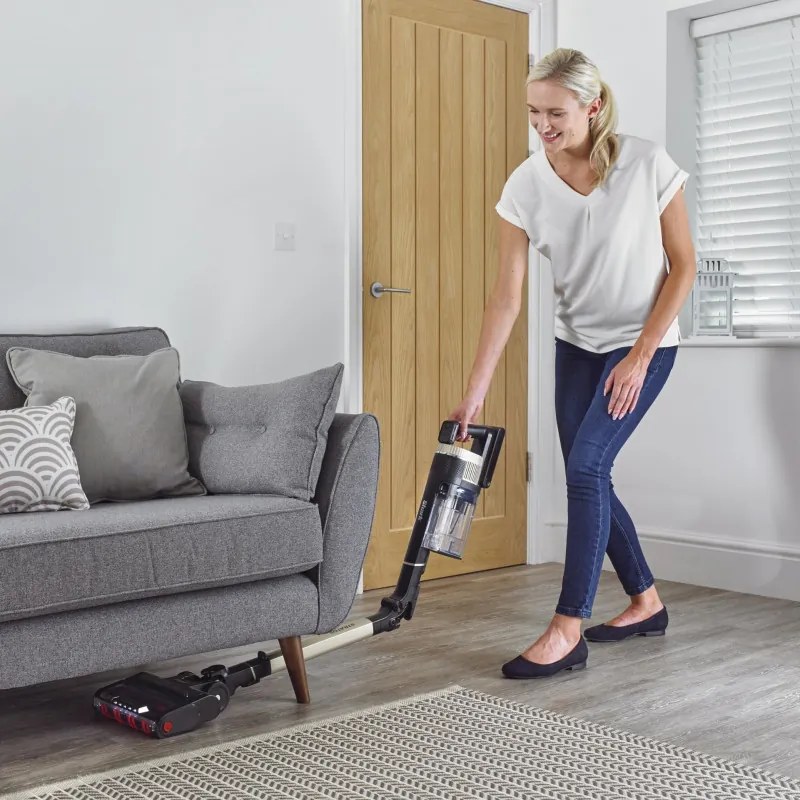 Вертикална прахосмукачка Shark Stratos True Pet Flexology IZ400EUT, 309W, 0.7L, Автономия 60 мин, Clean Sense IQ, Pet Pro, LED, Powerfins, Тъмносив/шампанско