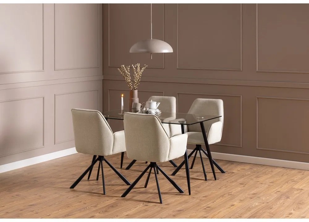 Бежови тапицирани трапезни столове в комплект с подлакътници 2 бр. Glenda – Actona