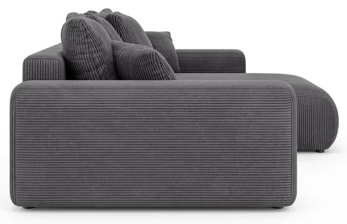 Сив разтегателен ъглов диван с място за съхранение от рипсено кадифе (променлив) Luma – Ropez