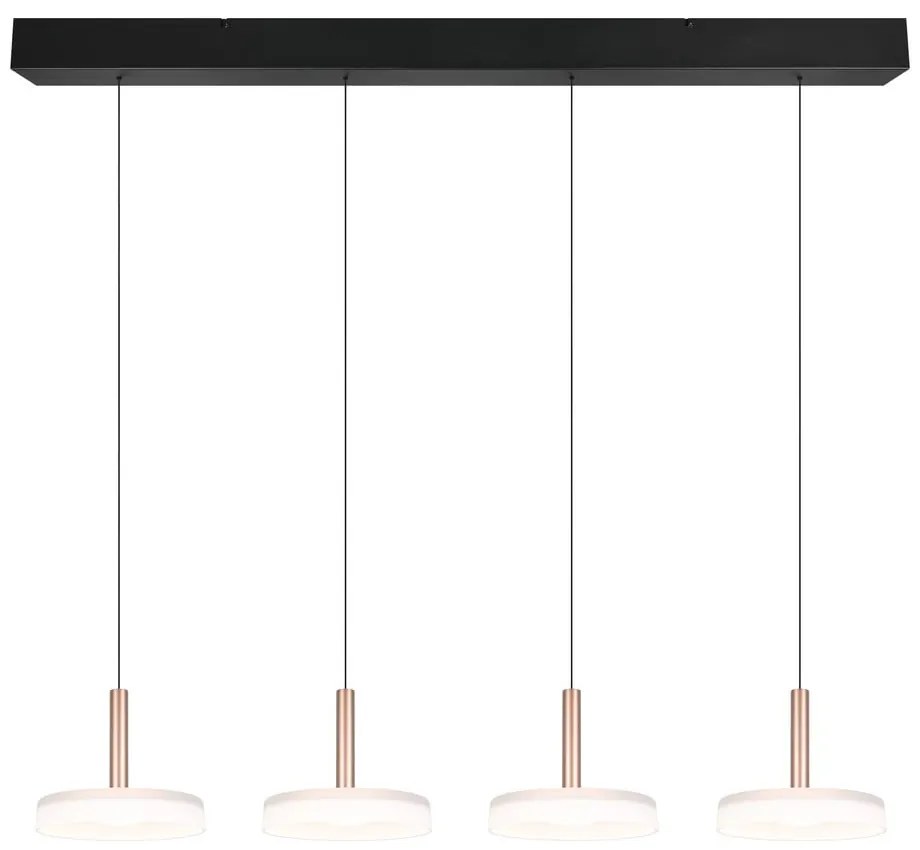 Черно-бяло и златисто LED затъмняващо се висящо осветително тяло със стъклен абажур Celeste – Trio