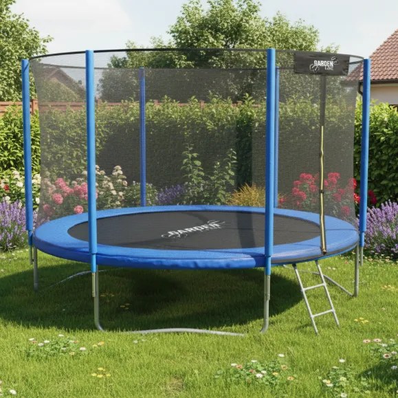 Градински батут за деца с предпазна мрежа и стълба 8FT - Ø 252 cm
