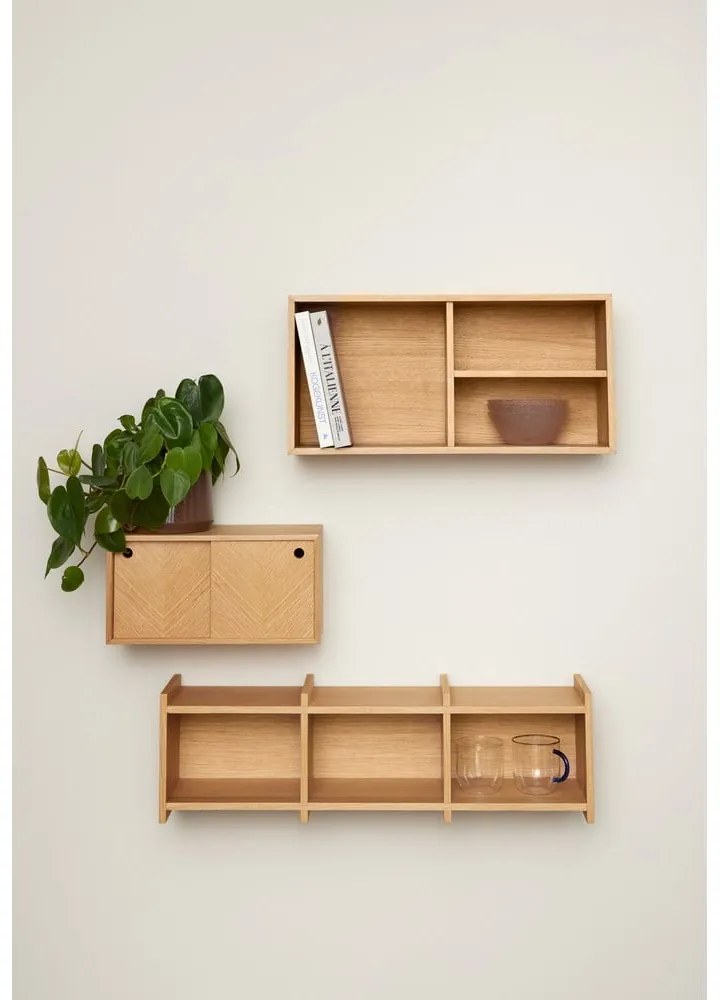 На няколко нива стенен рафт от декор от дъб в естествен цвят 80 cm Focal – Hübsch
