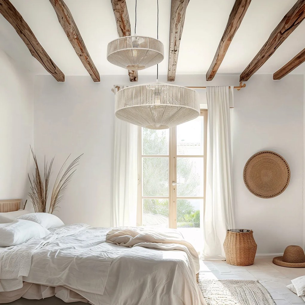 Japandi висяща лампа кафяво въже 61cm - Svea