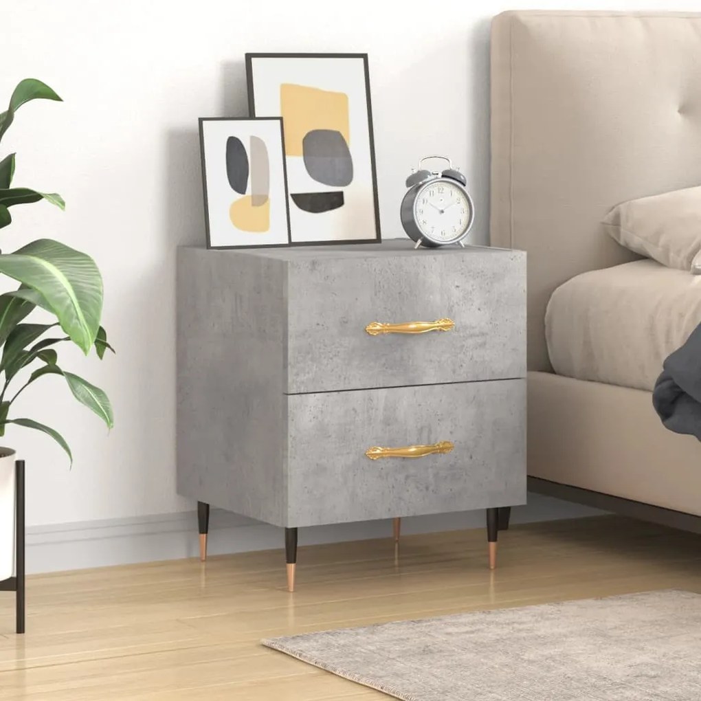 827268 vidaXL Нощно шкафче, бетонно сиво, 40x35x47,5 см, инженерно дърво