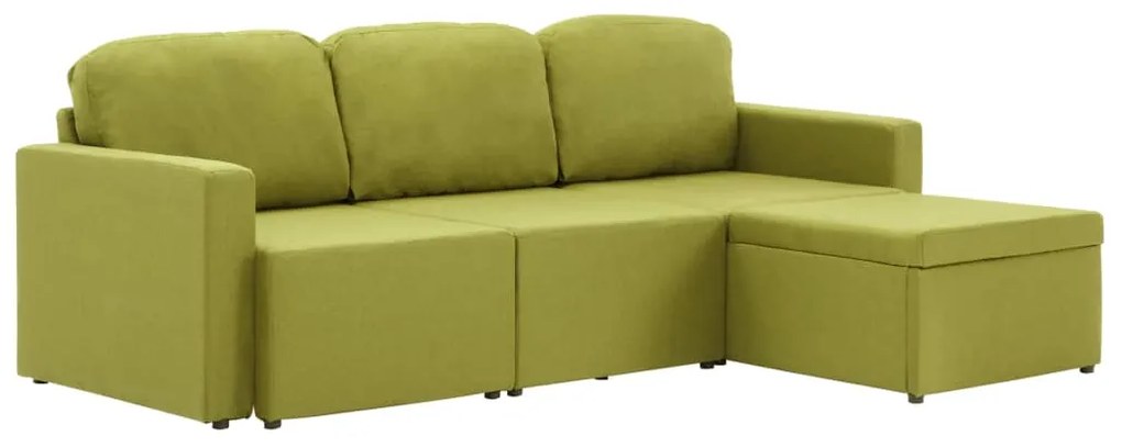 288788 vidaXL 3-местен модулен диван легло, зелен, текстил
