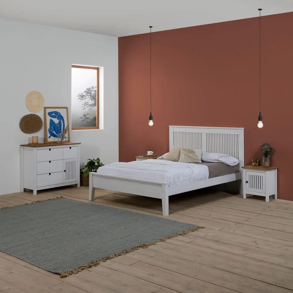 Бяла дървена нощна масичка Bruna - Marckeric