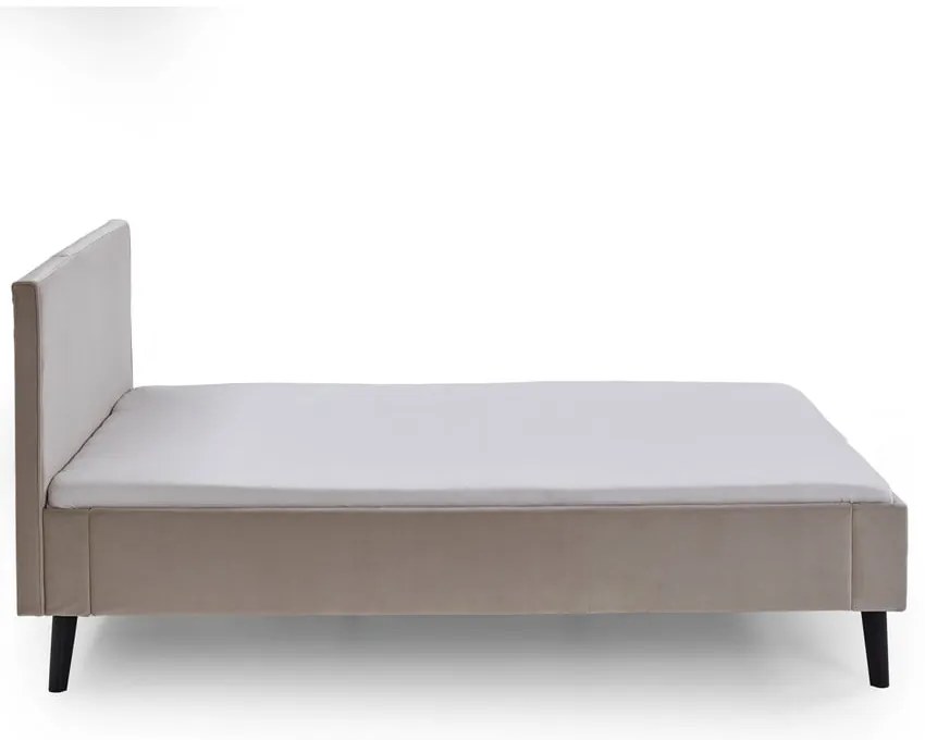 Бяло/кремаво двойно легло 140x200 cm тапицирано без ламелно дъно Leira – Meise Möbel