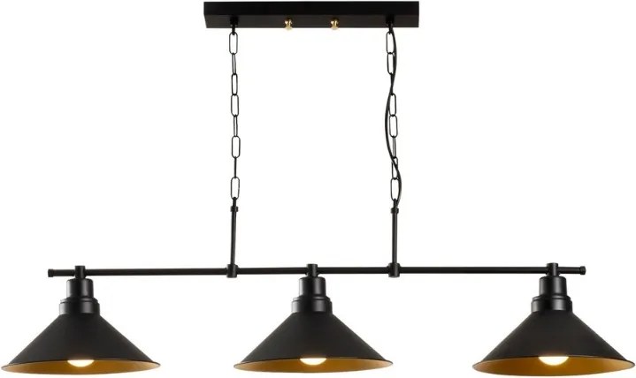 Метално осветление Kyran E27 с три светлини в черен цвят 108x24x55см.