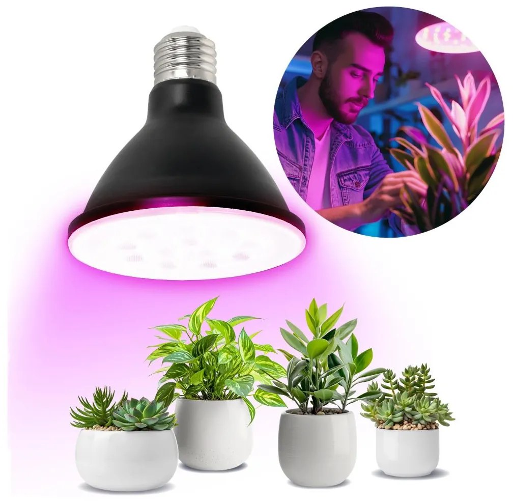 LED Крушка за растения PLANTY E27/9W/230V 1200K черен