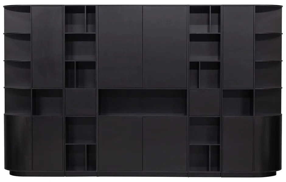 Черен модулен шкаф за книги от борова дървесина 78x210 cm Finca - WOOOD