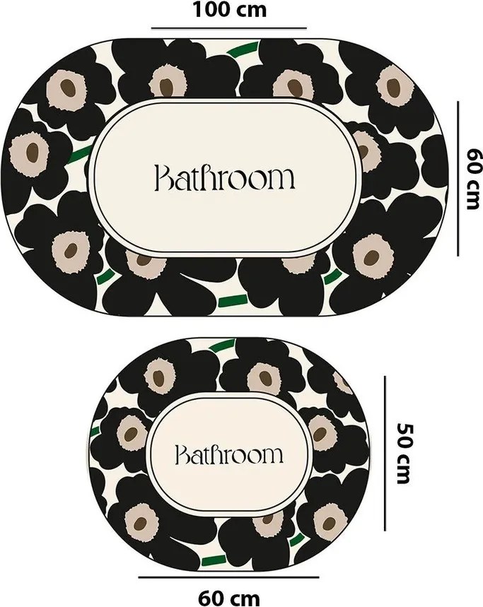 Черни/бежови килими за баня в комплект 2 бр. 60x100 cm Oweld – Foutastic