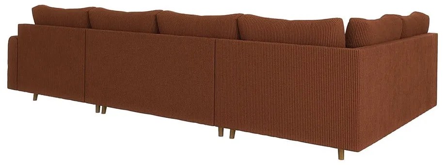 Ъглов диван от рипсено кадифе в тухлен цвят (десен ъгъл) Ariella – Ropez