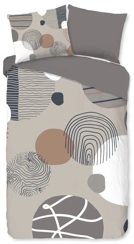 Сиво единично удължено памучно спално бельо 140x220 cm Hendrik – Good Morning