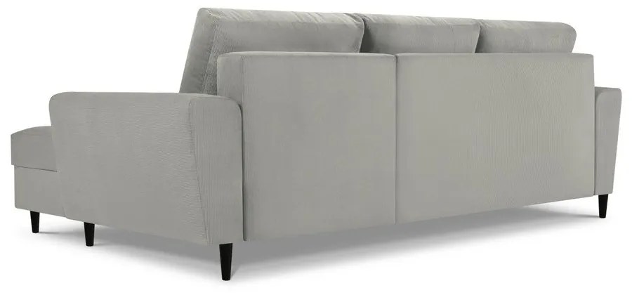 Светлосив разтегателен ъглов диван с място за съхранение от рипсено кадифе (десен ъгъл) Kyoto – Cosmopolitan Design