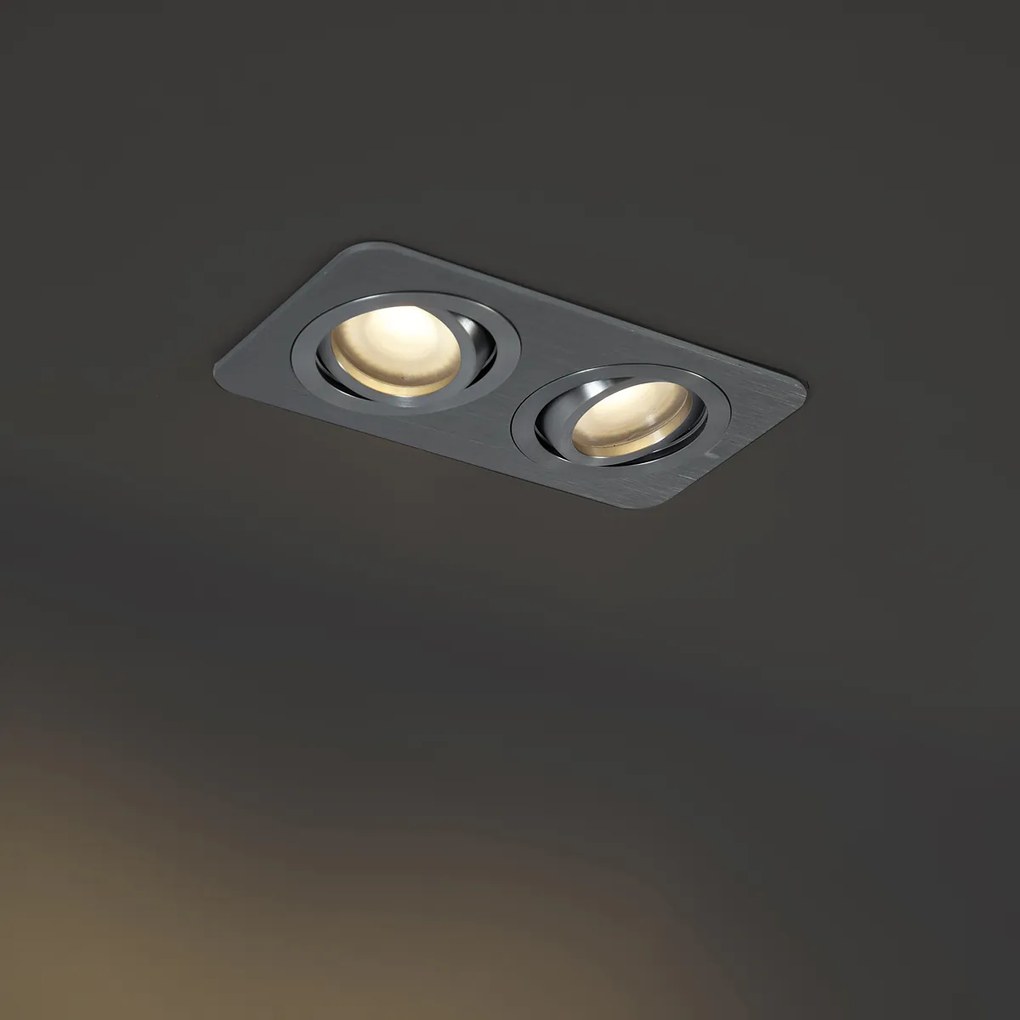 Заоблен вграден прожектор Gunmetal GU10 50mm Въртящ се и накланящ се IP44 2-светлини - Alberto