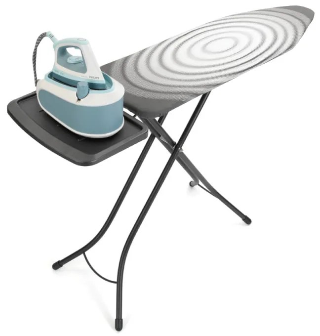 Маса за гладене Brabantia C 1003375, 124x45 см, 7 позиции за регулиране, Поставка за парогенератор, Тъмносив/Бял