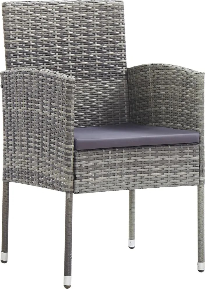 318705 vidaXL Градински столове с тъмносиви възглавници, 2 бр, сив полиратан