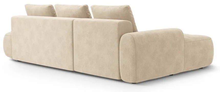 Бежов кадифен сгъваем/с място за съхранение ъглов диван (ляв ъгъл) Linz – Cosmopolitan Design