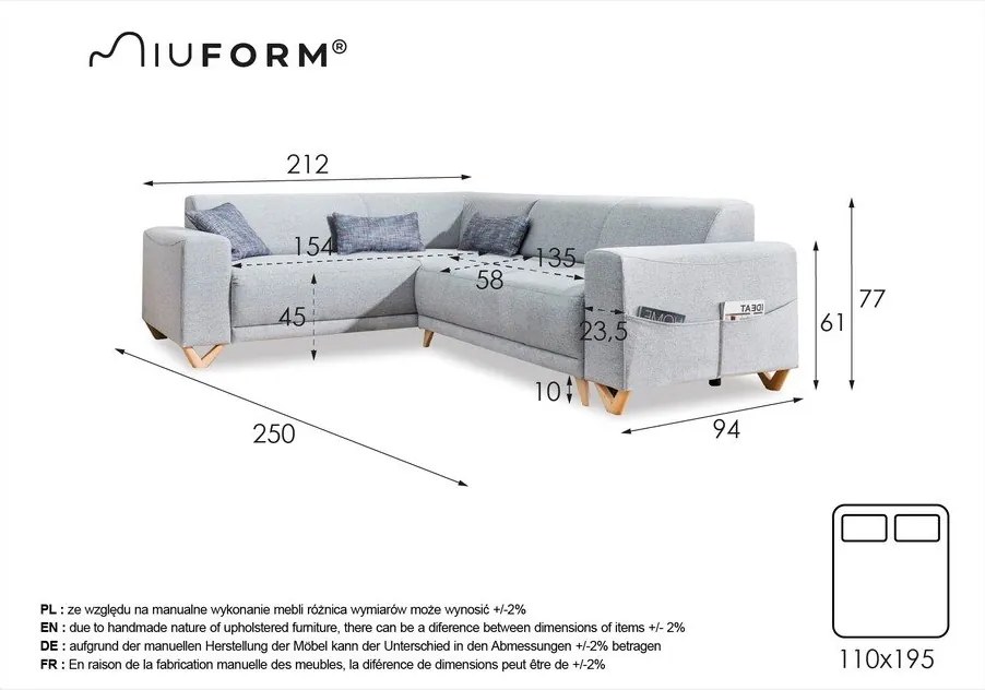 Сив разтегателен/с място за съхранение ъглов диван (ляв ъгъл/L форма) Classy Sophie – Miuform