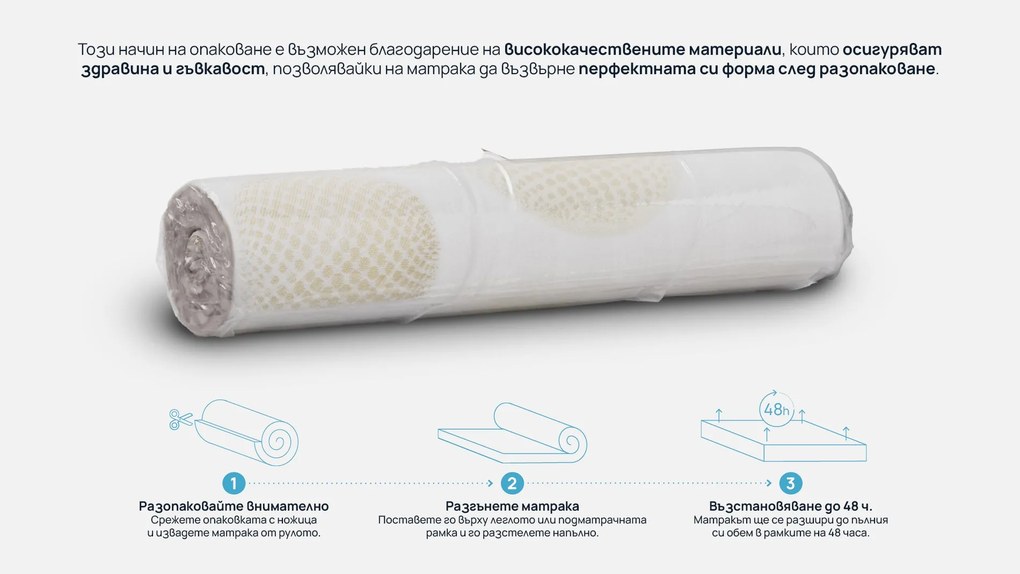 Матрак Sleepy, Exclusive Hybrid Cool Gel22 см - РАЗОПАКОВАН, 90x190x22, Среден, Покет пружина, Мемори пяна