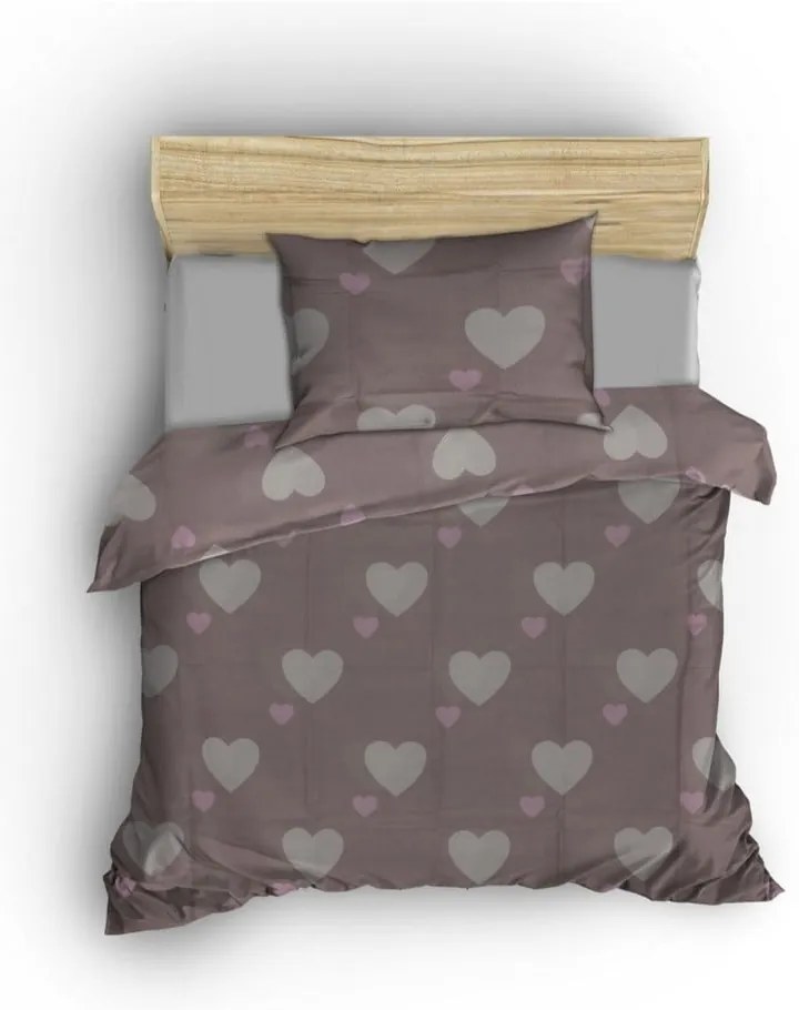 Сиво-розово единично спално бельо 140x200 cm Herz – Mijolnir