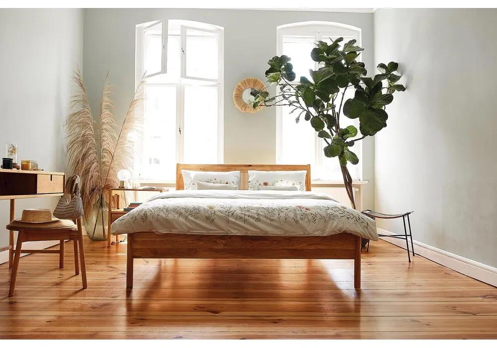 Дъбово двойно легло с ратанова табла 160x200 cm Pola - The Beds