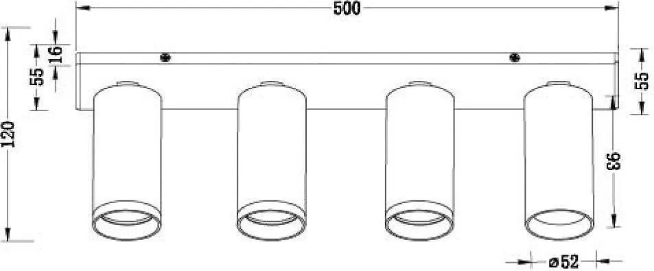 Линеен спот за таван LUX, бял, 4хGU10