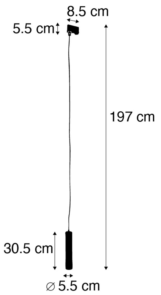 Дизайнерска висяща лампа черна вкл. адаптер за релса 3-фазен - 3-Phase Tuba Small