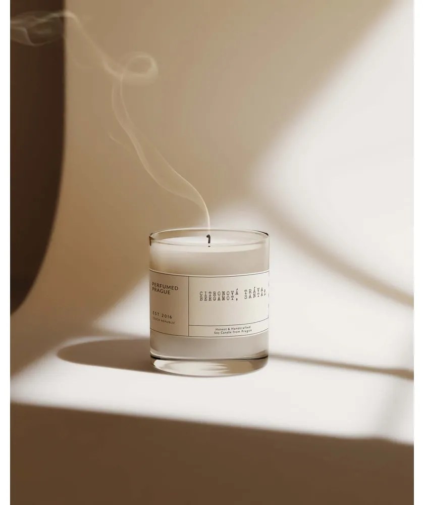Ароматна свещ от соев восък време на горене 40 час #69 Lemongrass, Bergamot, Sandalwood – Perfumed Prague