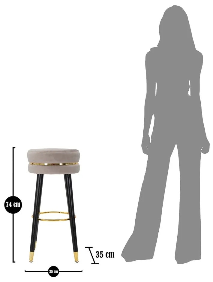 Светлосив тапициран бар стол (височина на седалката 74 cm) Paris – Mauro Ferretti