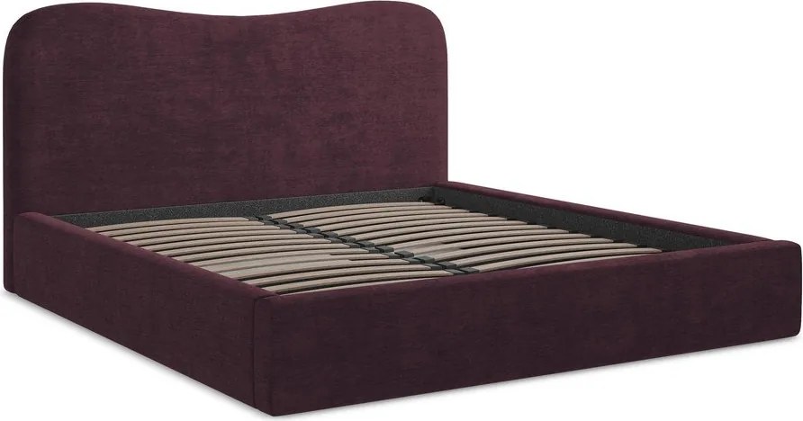 Тъмнолилаво двойно легло 160x200 cm тапицирано с място за съхранение с включена подматрачна рамка Kahai – Makamii