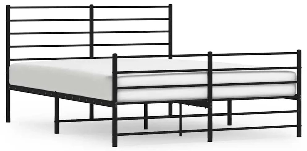 352337 vidaXL Метална рамка за легло с горна и долна табла, черна, 140x190 см