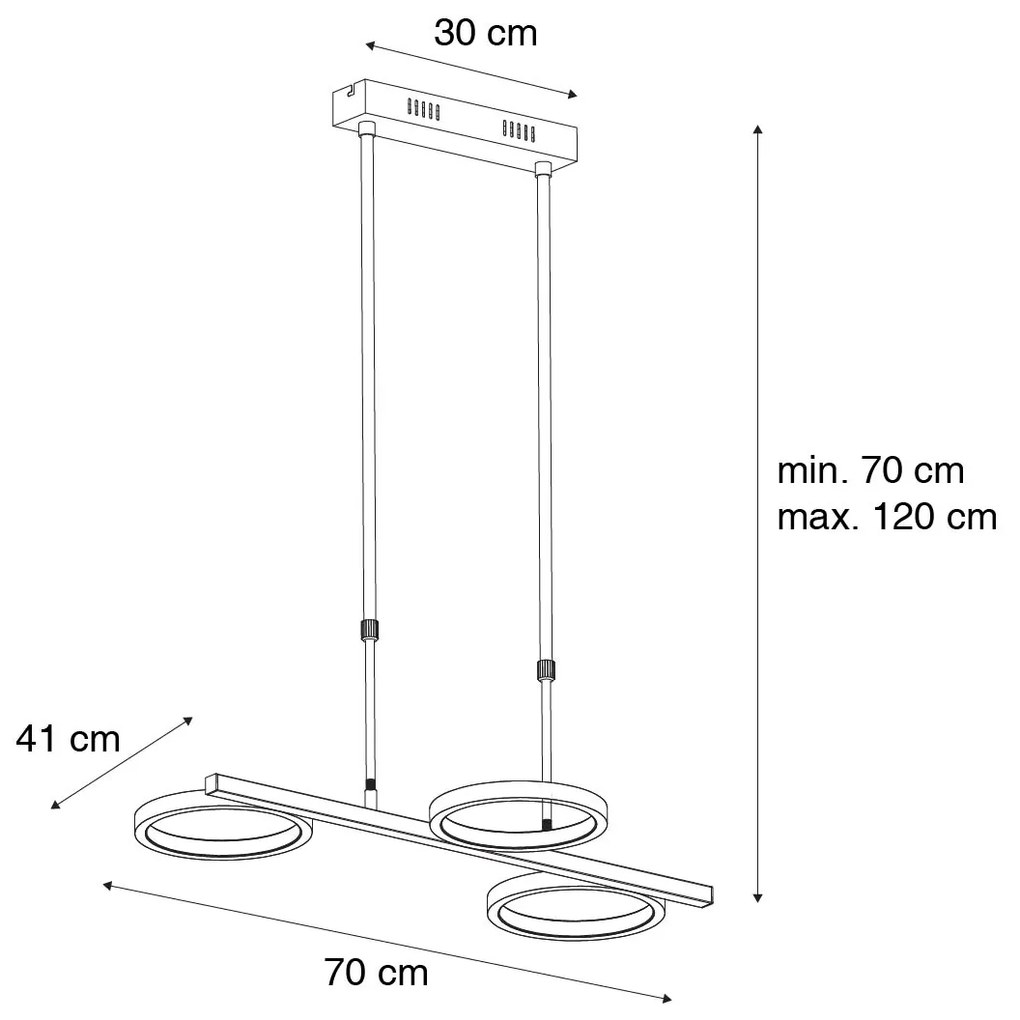 Модерна висяща лампа златиста с LED 3-степенна димираща 3-светлина - Vivé