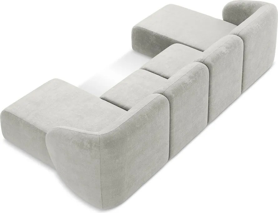 Светлосив шенилов ъглов диван (U форма) Lani – Makamii