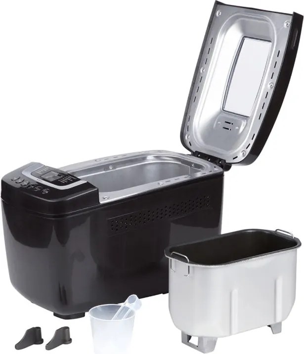 Хлебопекарна с две бъркалки ZEPHYR ZP 1446 E , 800W, 900-1250 гр, 12 програми, Таймер, Книжка с рецепти, Черен