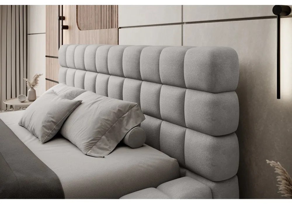 Сиво тапицирано двойно легло с място за съхранение и включена подматрачна рамка 180x200 cm Dizzle – ELTAP