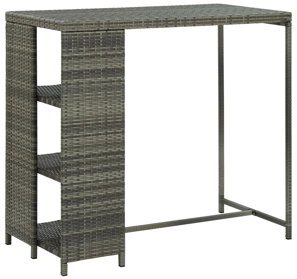 313477 vidaXL Бар маса с шкаф за съхранение, сива, 120x60x110 см, полиратан