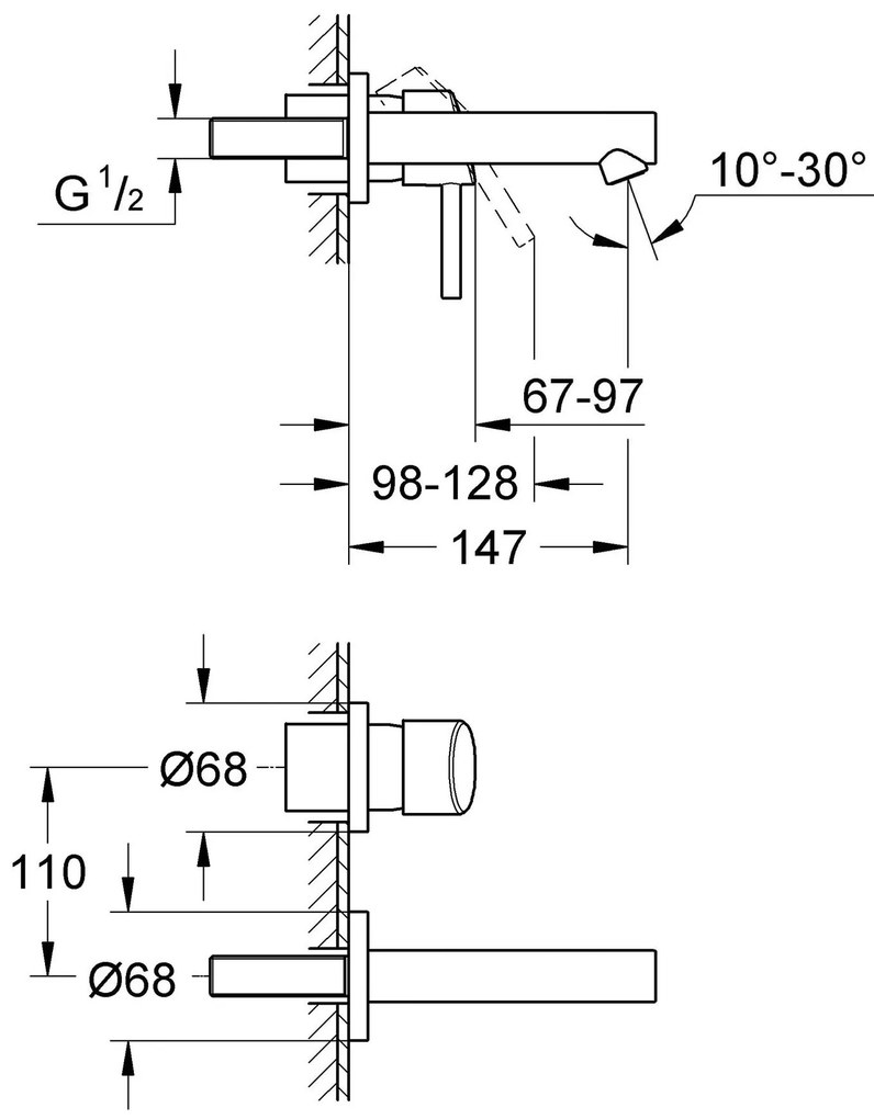 Тоалетна стенен кран Grohe Concetto