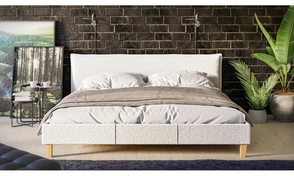 Кремаво тапицирано двойно легло с решетка 180x200 cm Tina - Ropez