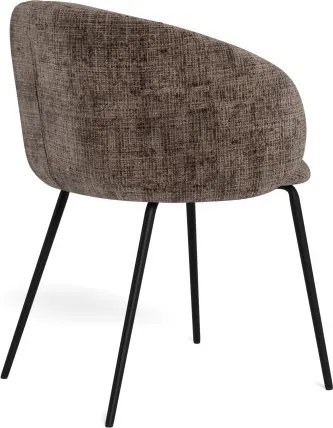 ЦЛЯРА Приглушено кафяво (тъкан Juto 4)/черни крака - МОДЕРЕН ТАПИЦИРАН СТОЛ ЛОФТ ЗА ДНЕВНА/ТРАПЕЗАРИЯ/ОФИС