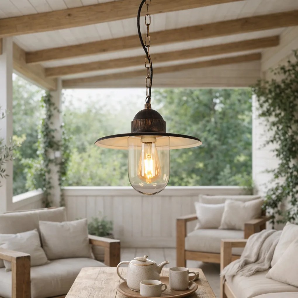 Ръстичен външен окачен аплик антично злато IP44 - Kansas