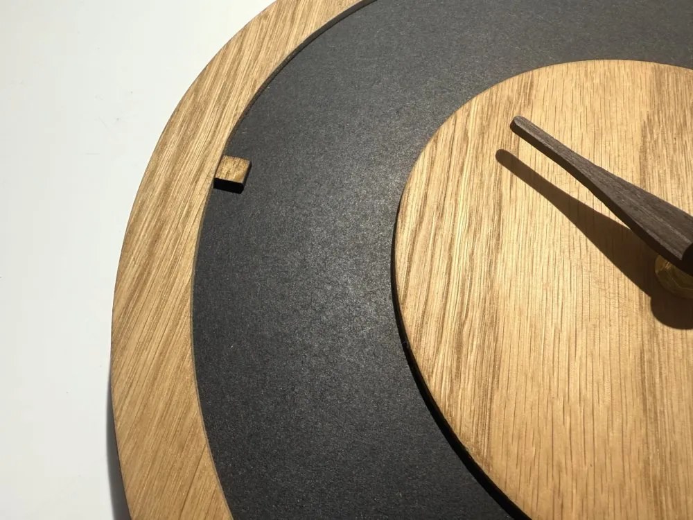 Дъб Flow Дървен стенен часовник - 30 cm