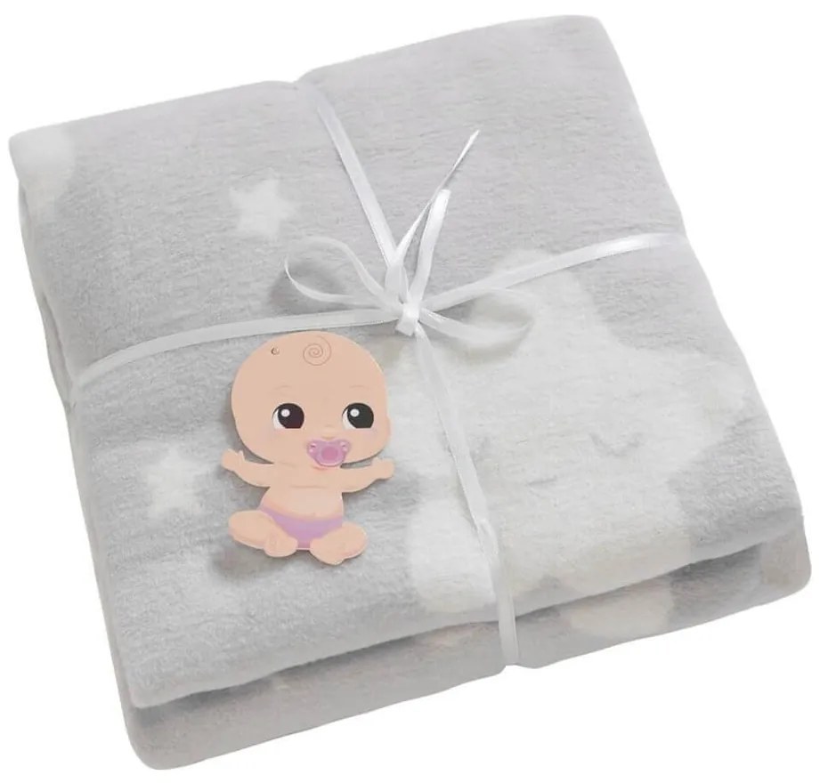 Светлосиво бебешко одеяло от флийс 100x120 cm Star – Mijolnir