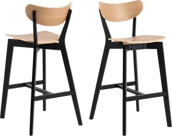 РОКСИ Естествен дъб/черна рамка - ДЪРВЕН ХОКЕР БАР СТОЛ ЗА КУХНЯ ХОЛ РЕСТОРАНТ РЕТРО