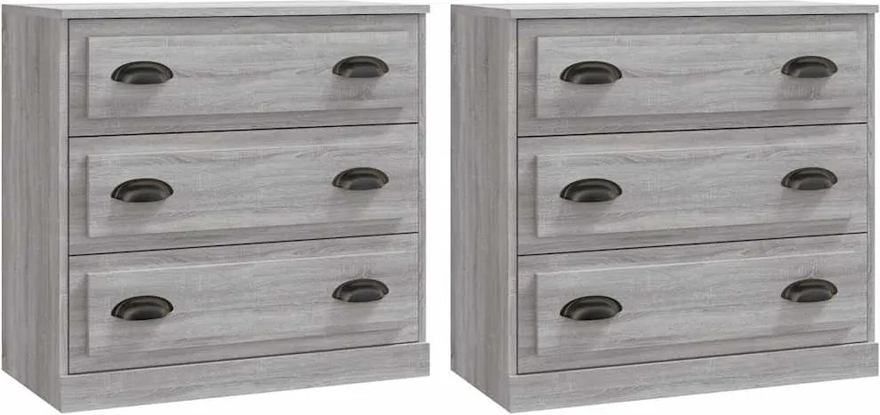 3185245 vidaXL Сайдборди, 2 бр, сив сонома, инженерно дърво